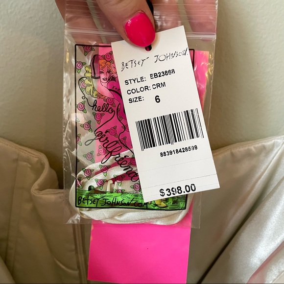 NWT Betsey Johnson Strapless Black and White Silk Ombré Dress Size 6 - Picture 5 of 10